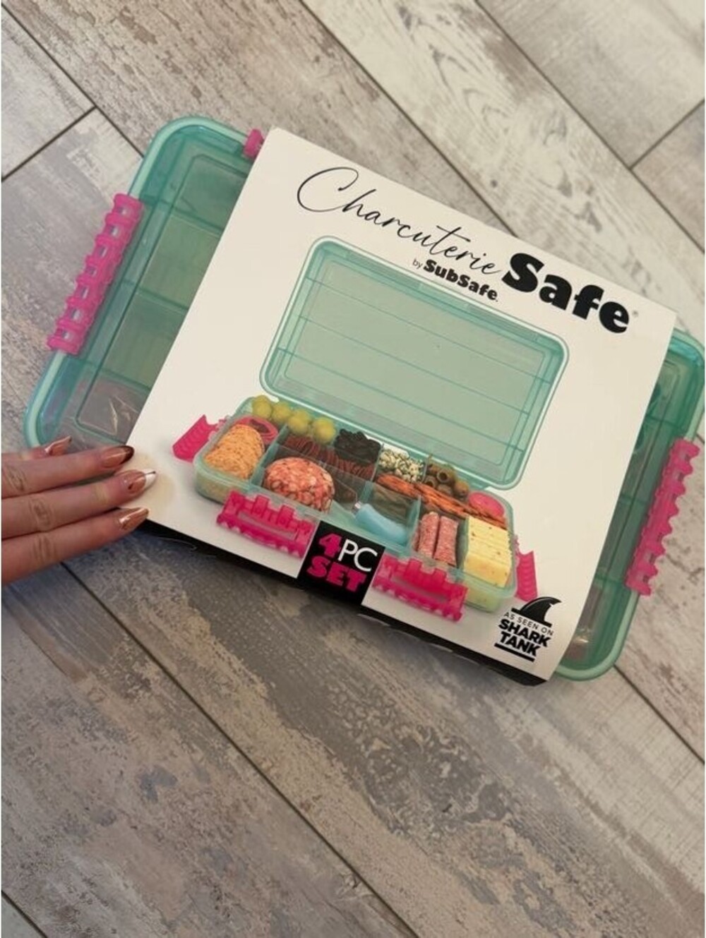 SubSafe Charcuterie Safe 4 Pc Snackle Box Teal Pink New